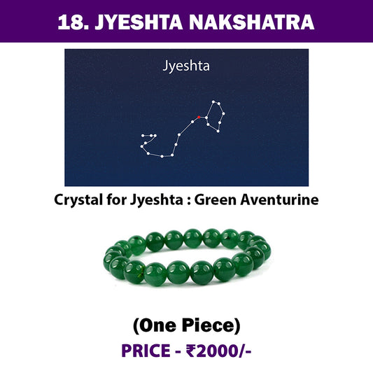 18. Jyeshta Nakshatra Crystal, Green Aventurine Adjustable Bracelet