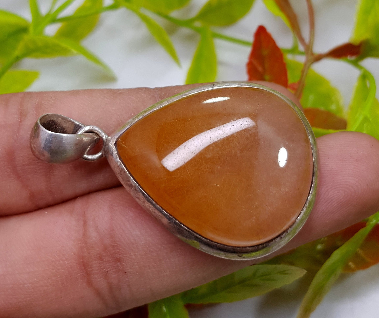 Natural Yellow Aventurine Gemstone Pendant, 925 Sterling Silver Pendant, Rare Crystal Pendant, Handmade Pendant