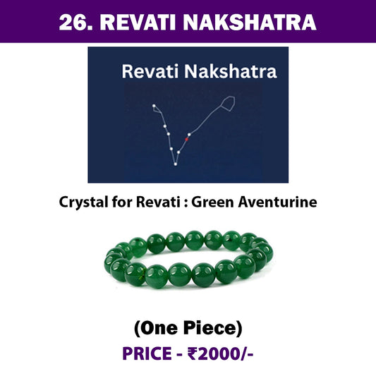 26. Revati Nakshatra Crystal, Green Aventurine Adjustable Bracelet