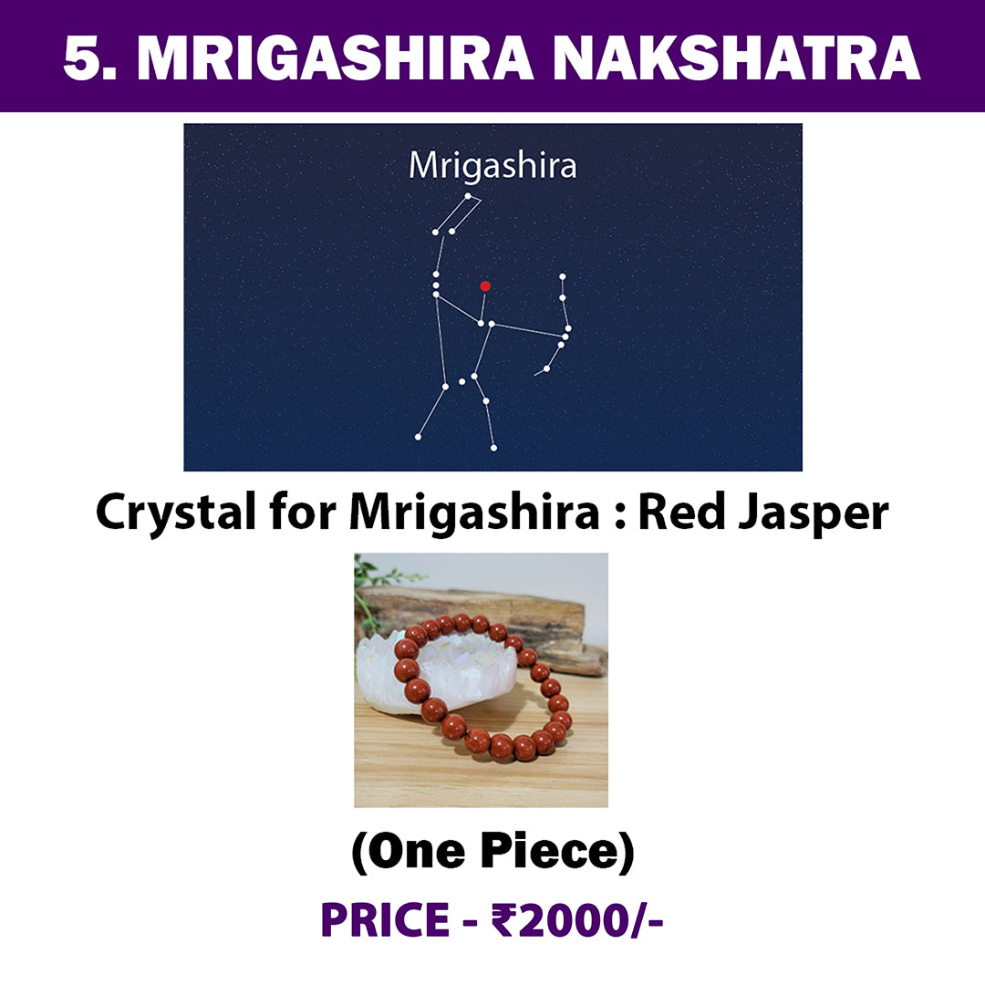 5. Mrigashira Nakshatra Crystal | Red Jasper Adjustable Bracelet