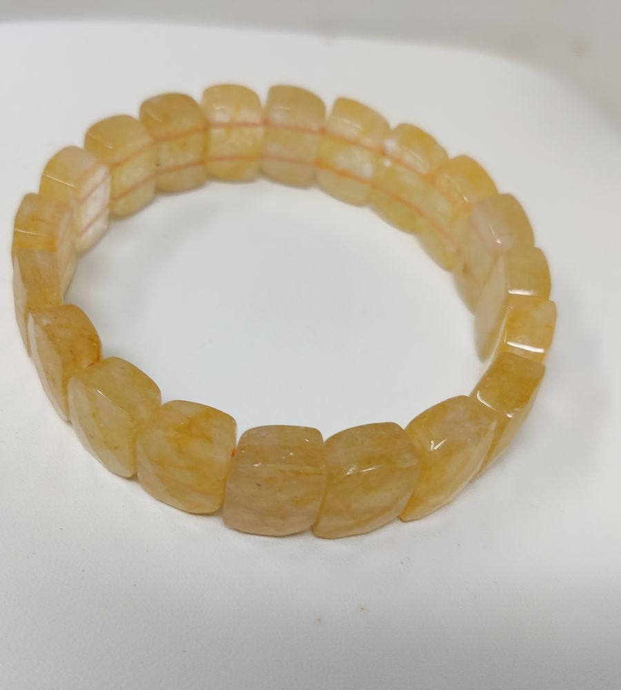 Citrine Bracelet Capsule Shape, Natural Citrine Stone Bracelet