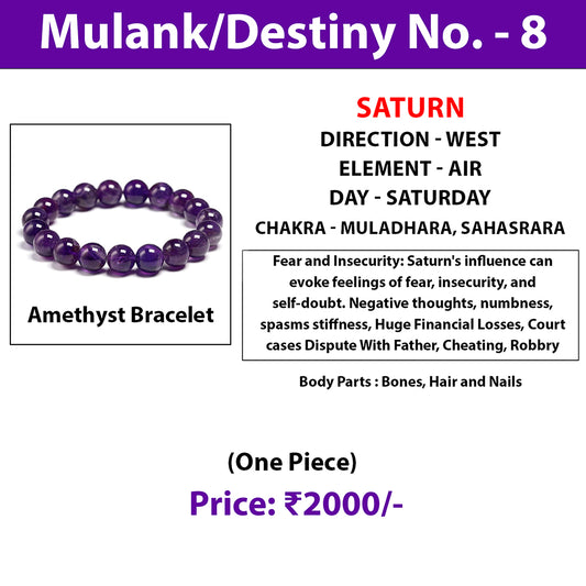 Crystal for Mulank 8 | Crystal For Destiny Number 8 | Amethyst Bracelet