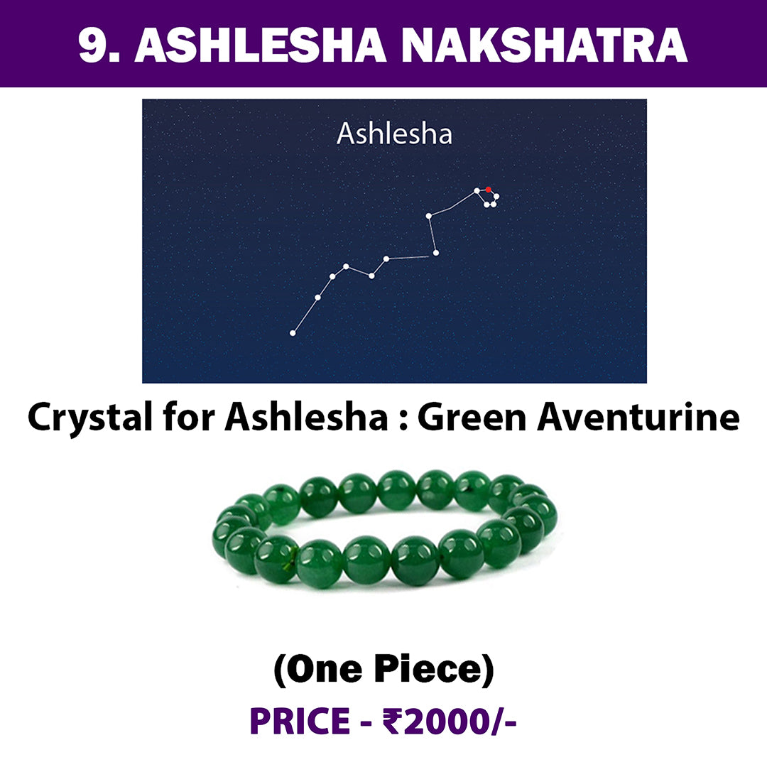 9. Ashlesha Nakshatra Crystal, Green Aventurine Adjustable Bracelet