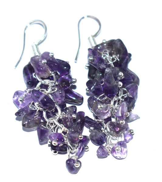 Amethyst Crystal Stone Chips Ear Hanging