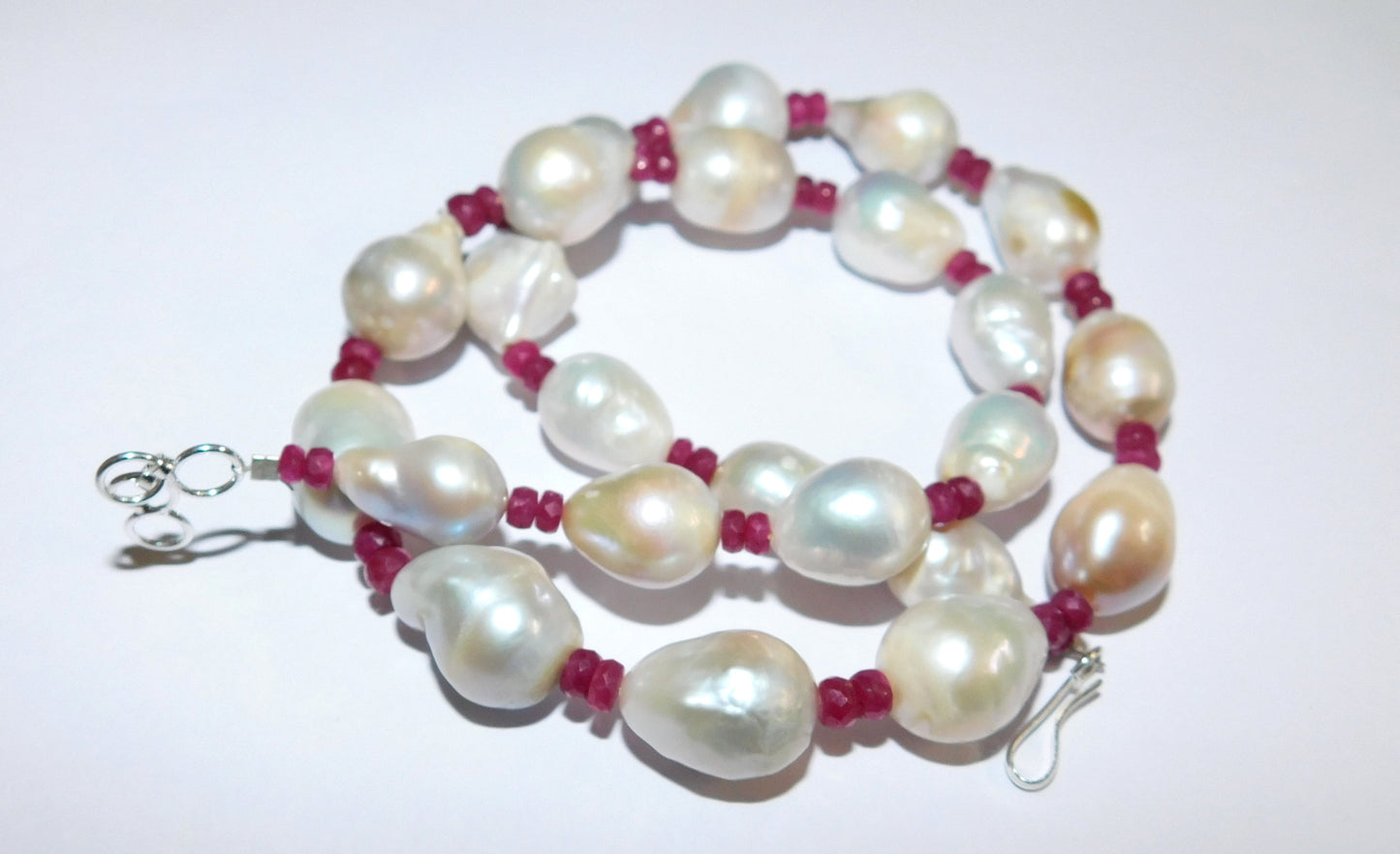 Pearl & Ruby Beads Baroque Necklace