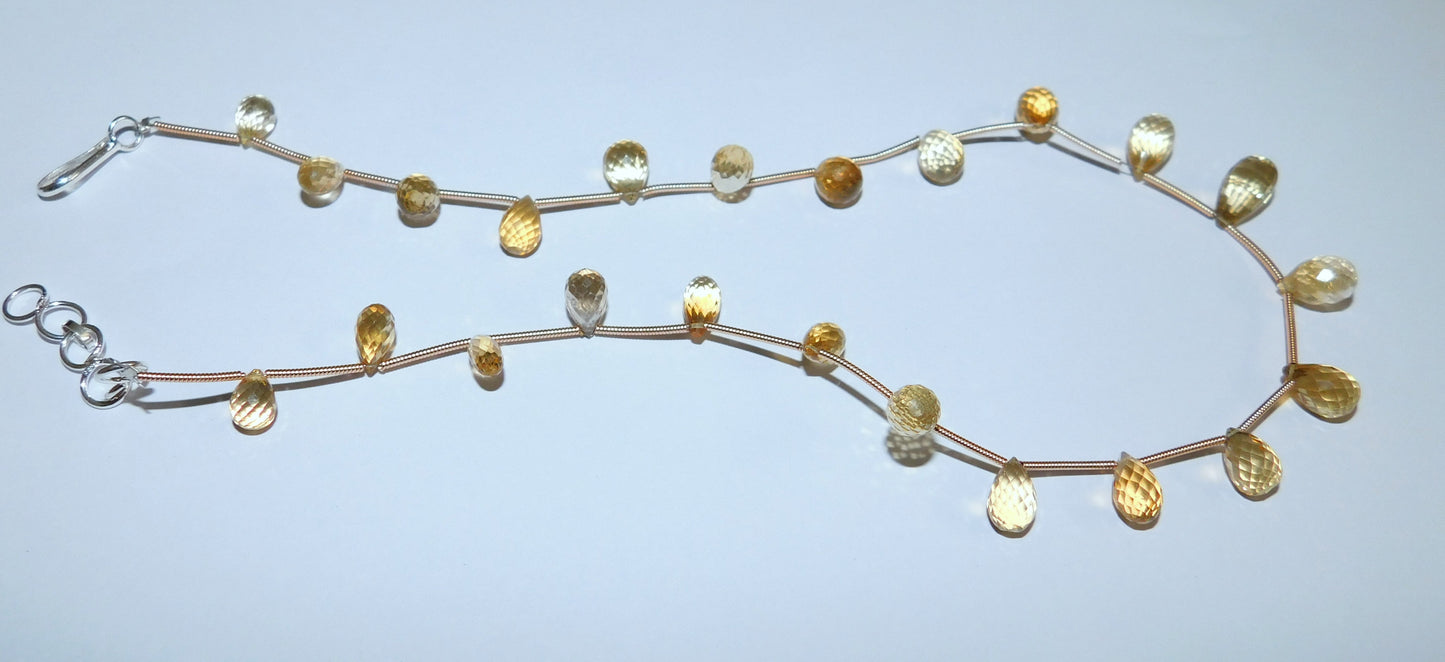 Natural Citrine Faceted Drops Necklace