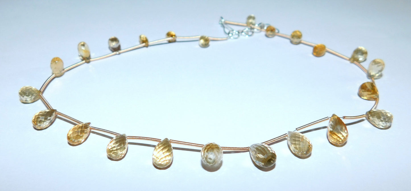 Natural Citrine Faceted Drops Necklace