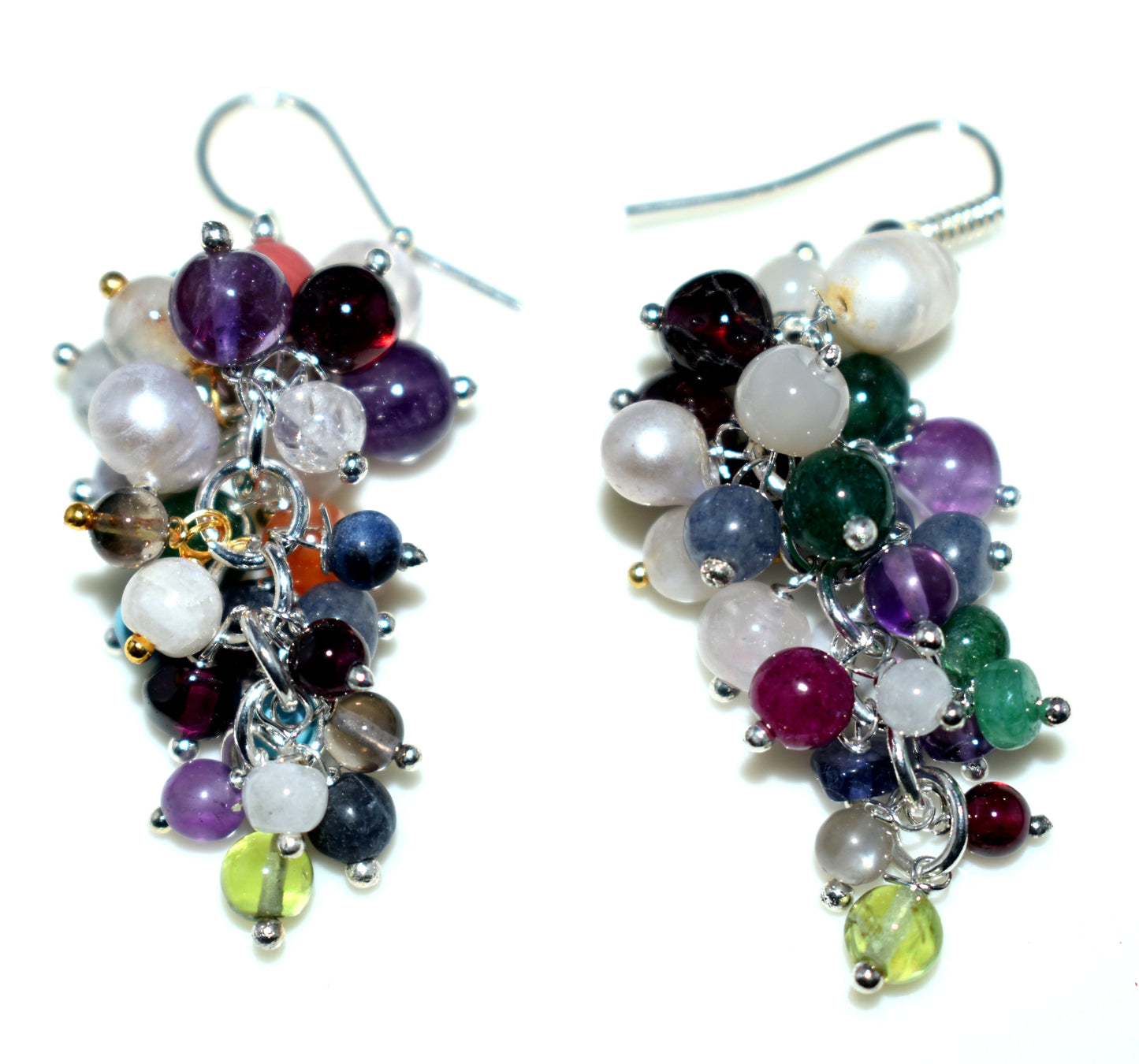 Multi Color Mix Stone Ear Hanging,{Earrings}