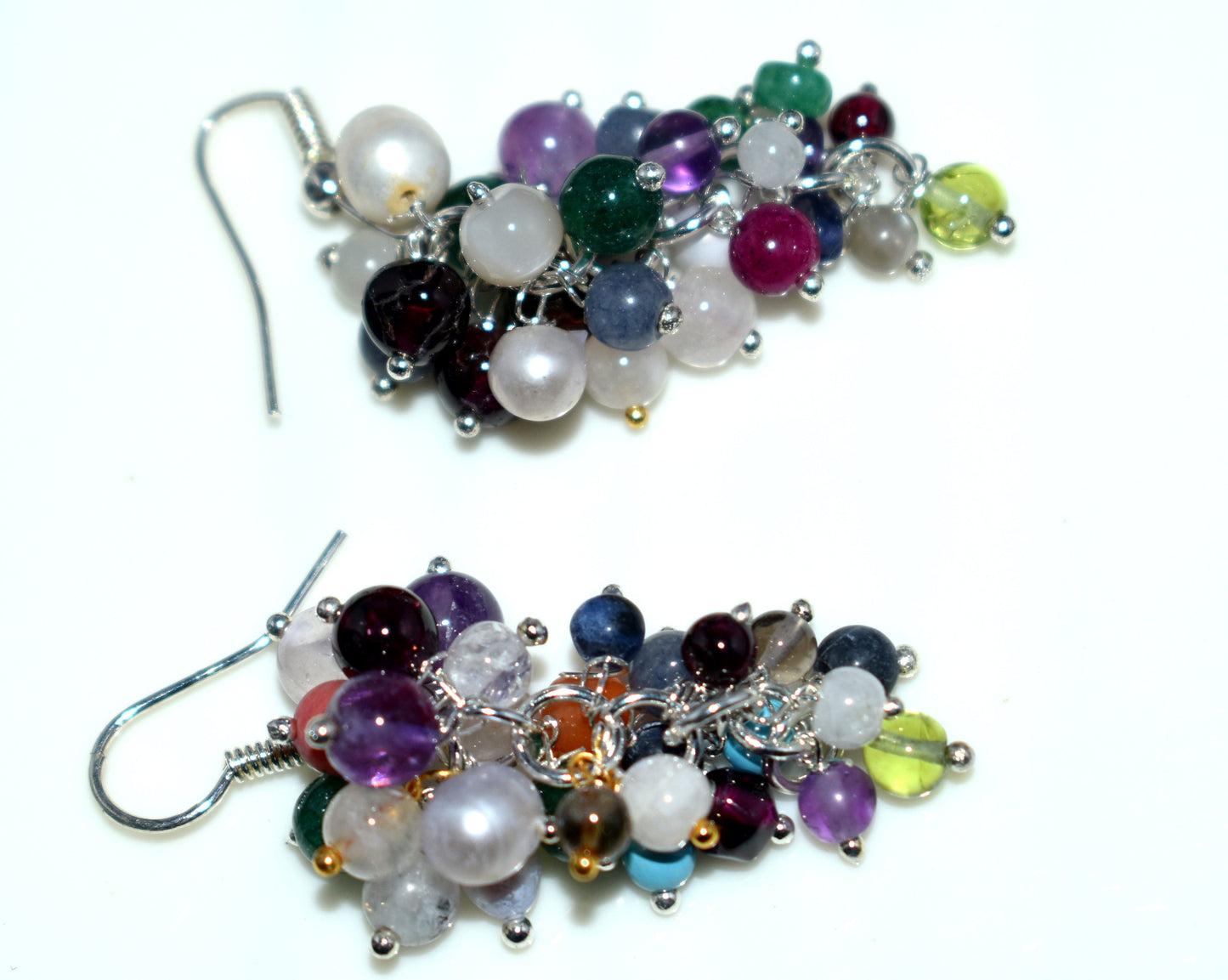 Multi Color Mix Stone Ear Hanging,{Earrings}