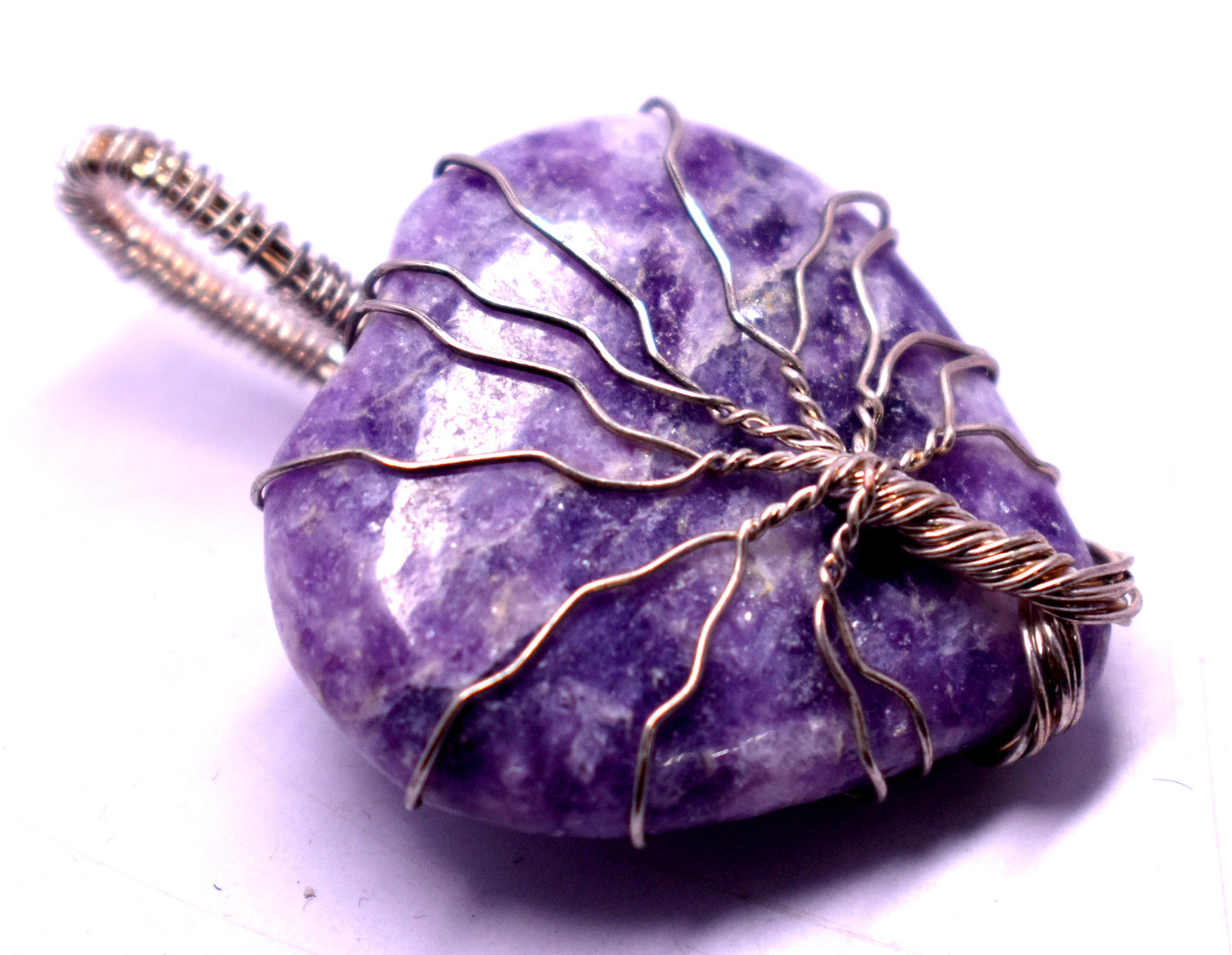 Lepidolite Wire Wrapped Pendent, {14.5 Gram}