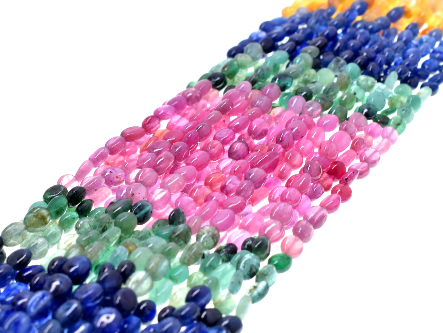 Multi Sapphire Oval Mani shape Beaded Beads Sapphire Gemstone approx. per line 58 ct 14.5 Inches