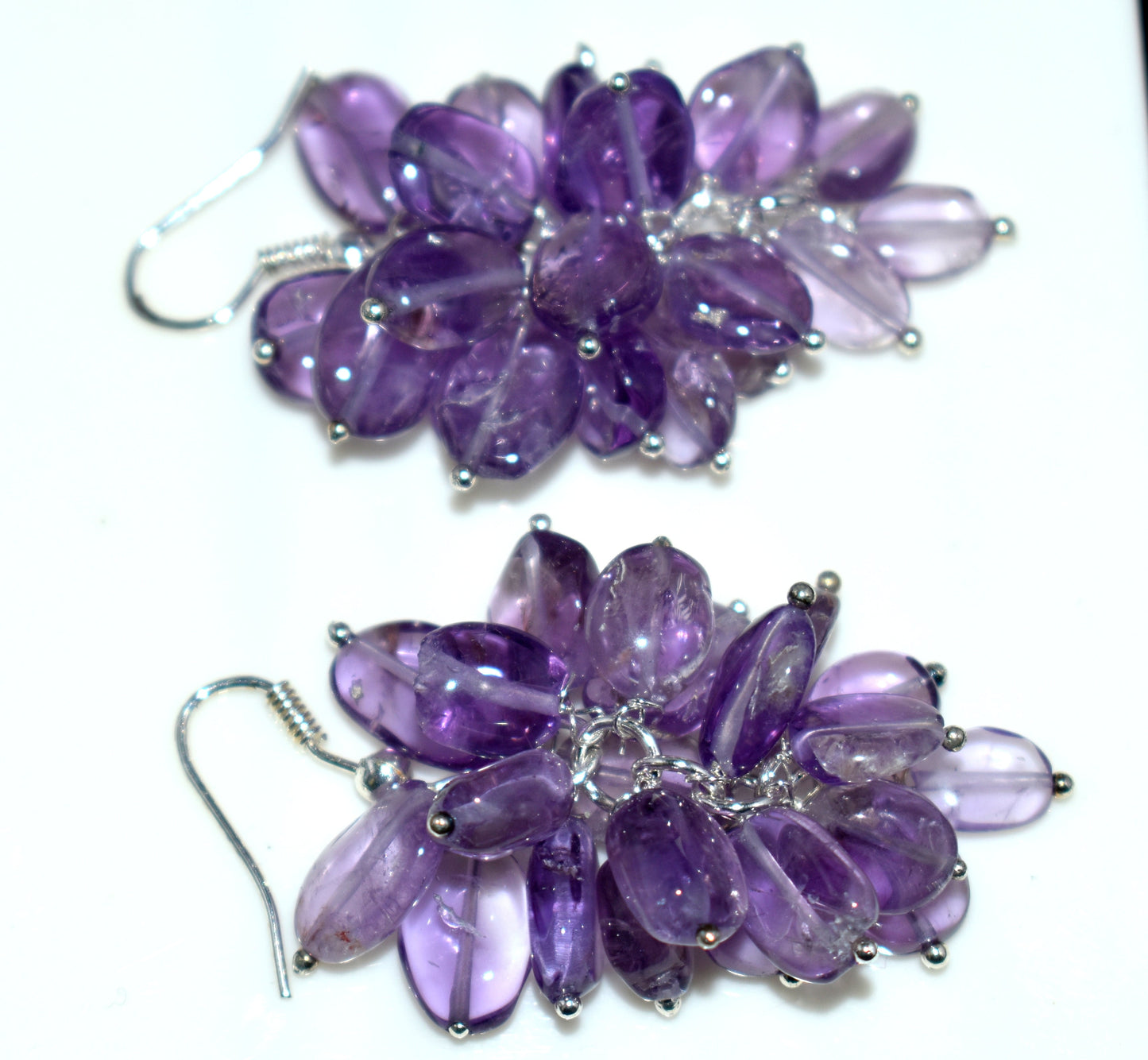 Natural Amethyst Stone Ear Hanging,{Earrings}