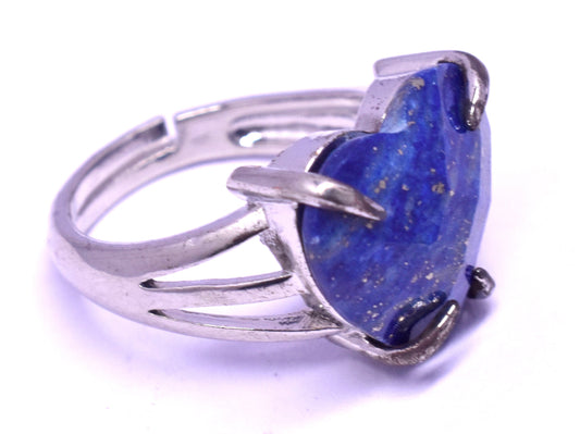 Lapis Lazuli Faceted {Cut} Heart Shape Adjustable Ring, {Weight - 4.60 Gram}