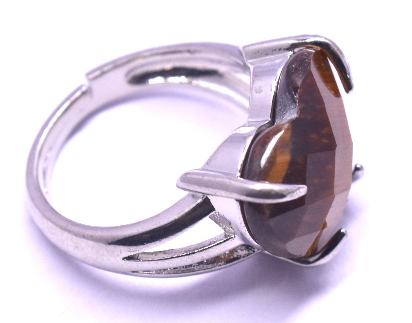 Tiger Eye Faceted {Cut} Heart Shape Adjustable Ring, {Weight - 5.00 Gram}