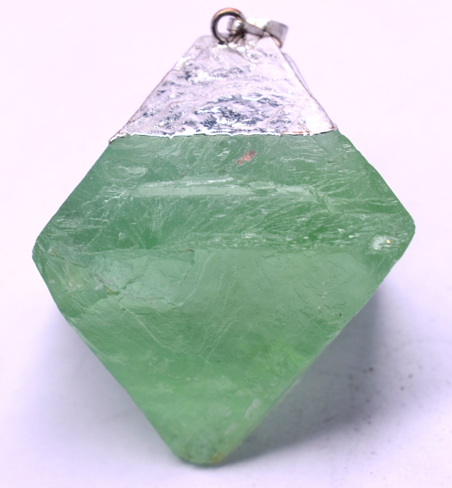 Green Fluorite Crystal Rough Pendent, {127.40 Gram}