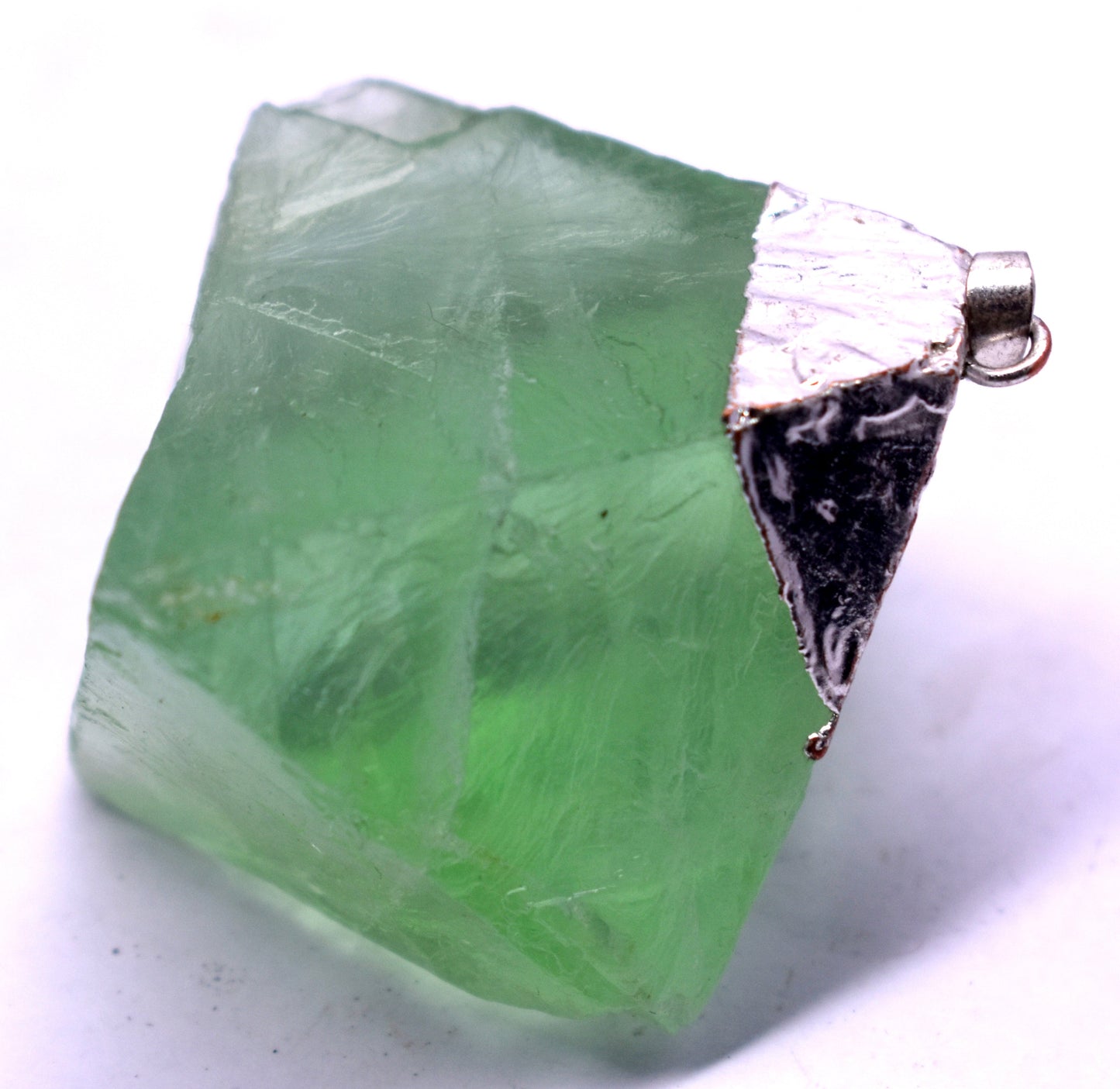 Green Fluorite Crystal Rough Pendent, {127.40 Gram}