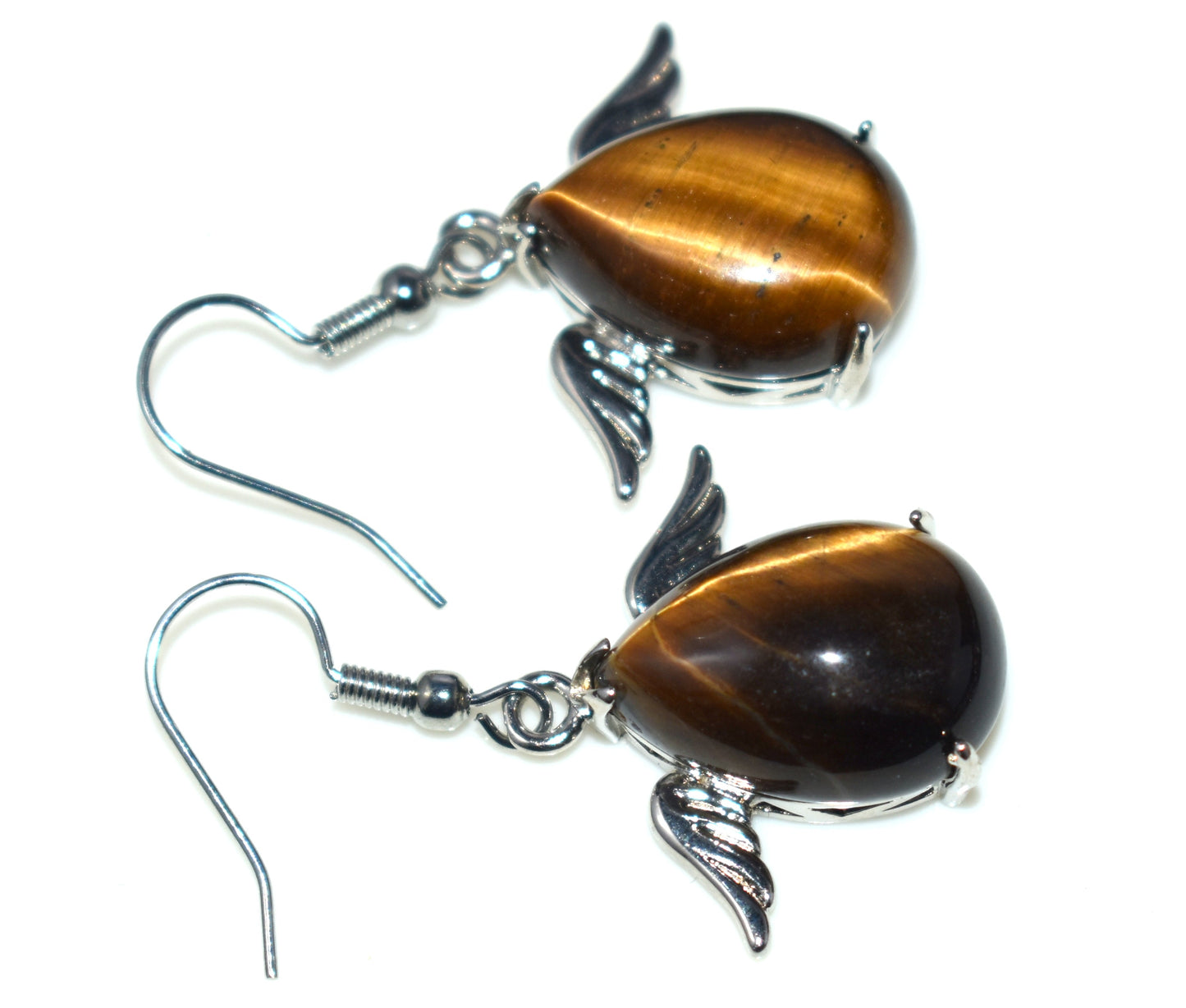 Beautiful Tiger Eye Ear Hangings,{Earrings} {Weight - 8.25 Gram}