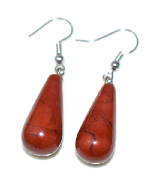 Red Jasper Ear Hangings, {Earrings} {Weight - 8.95 Gram}