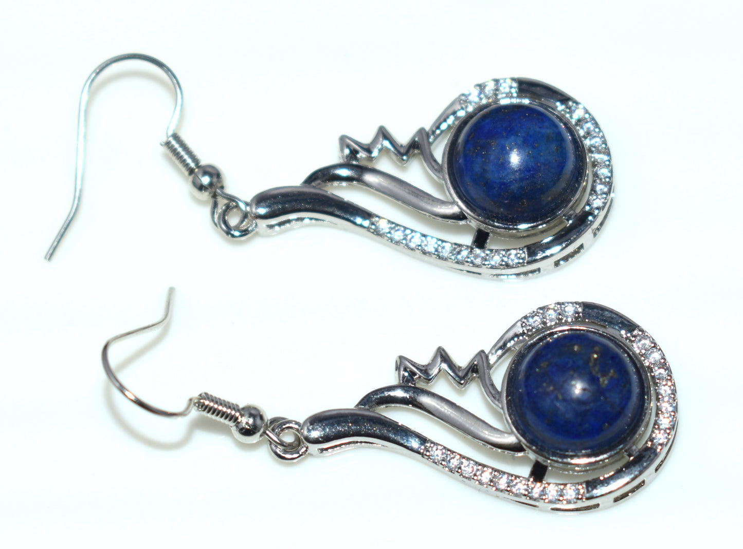 Lapis Lazuli Ear Hangings, {Earrings} {Weight - 8.45 Gram}