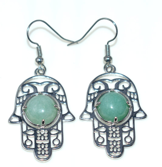 Green Aventurine Ear Hanging,{Earrings} {Weight - 6.25 Gram}