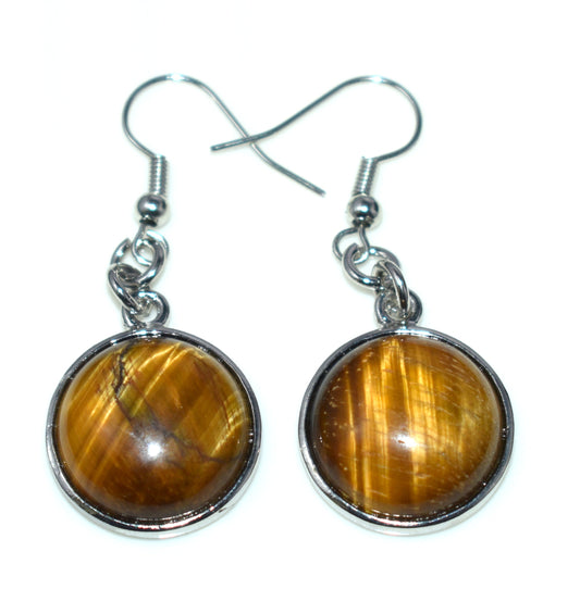 Beautiful Tiger Eye Ear Hangings,{Earrings} {Weight - 8.70 Gram}