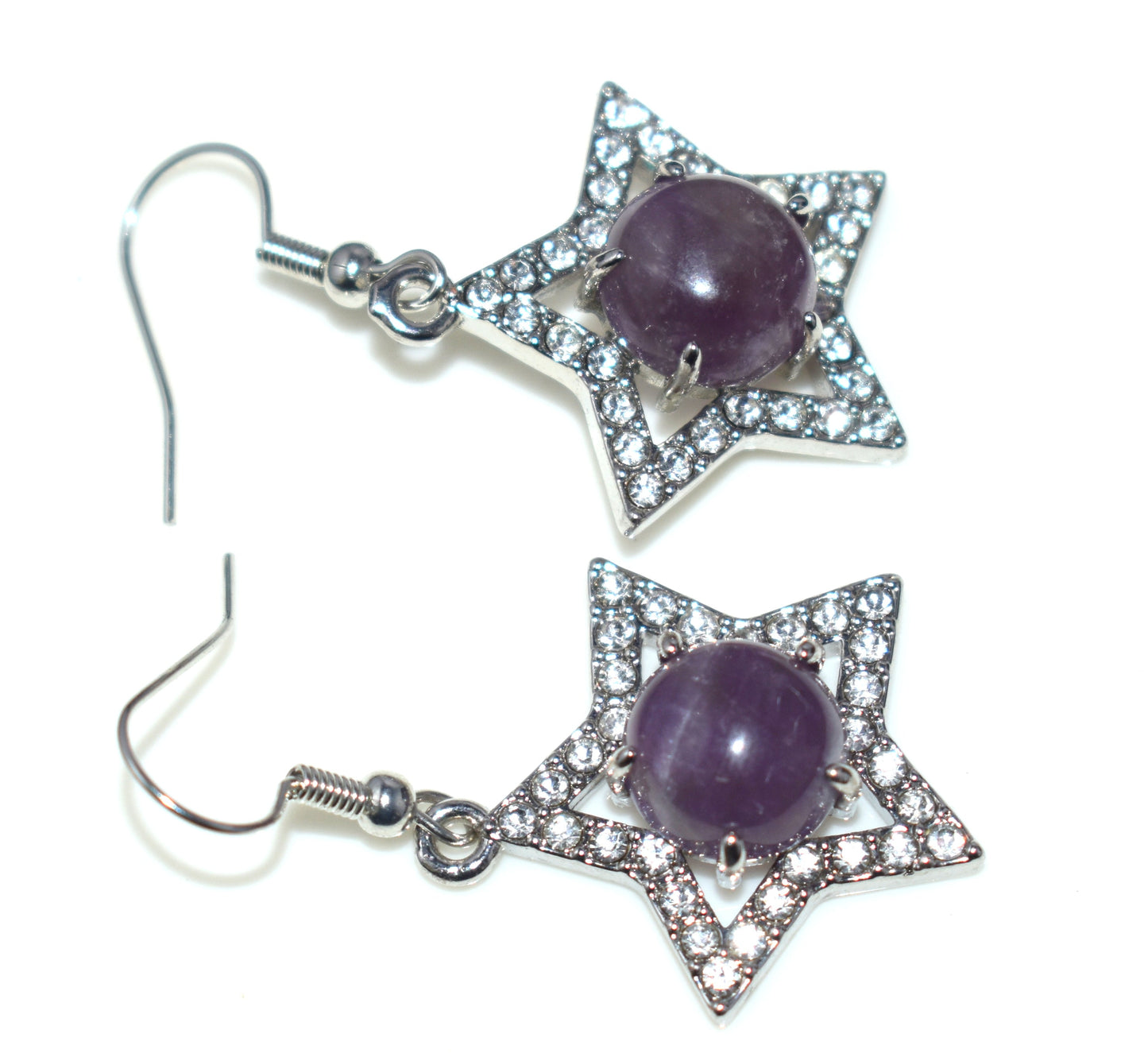 Beautiful Amethyst Ear Hangings, {Earrings} {Weight - 8.00 Gram}