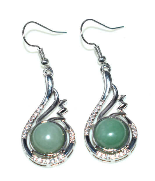 Green Aventurine Ear Hanging,{Earrings} {Weight - 6.25 Gram}