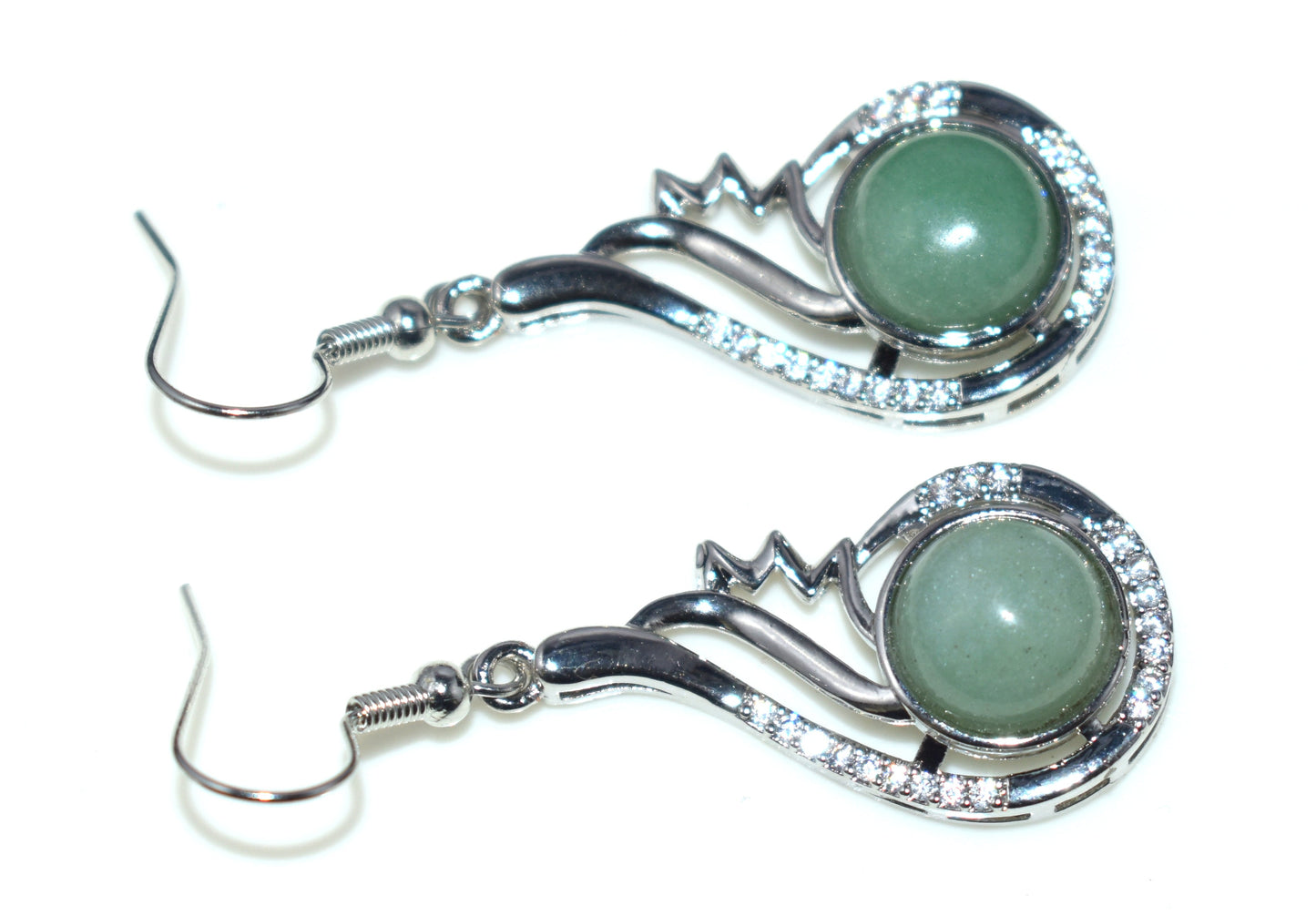 Green Aventurine Ear Hanging,{Earrings} {Weight - 6.25 Gram}