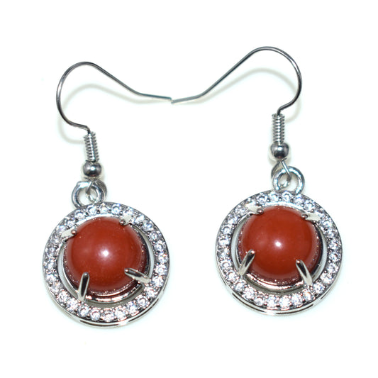 Red Jasper Ear Hangings,{Earrings} {Weight - 5.60 Gram}