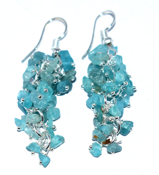 Apatite Crystal Stone Chips Ear Hanging, {Earrings}