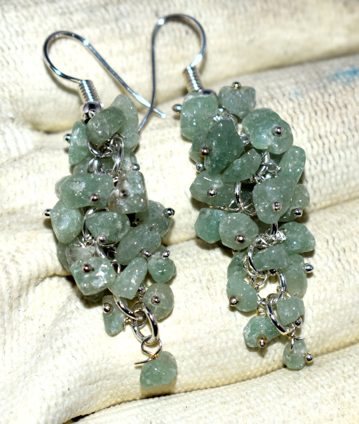 Green Aventurine Crystal Stone Chips Ear Hanging, {Earrings}