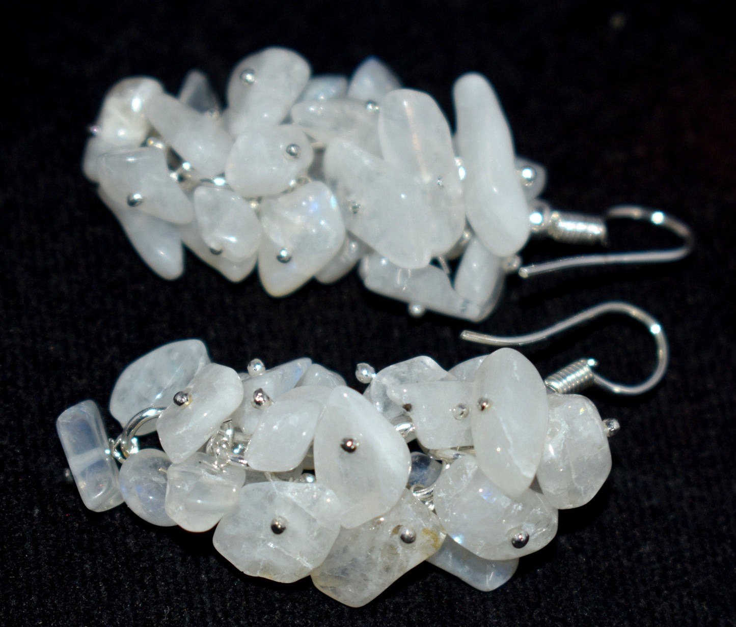 rainbow moonstone Crystal Stone Chips Ear Hanging, {Earrings}