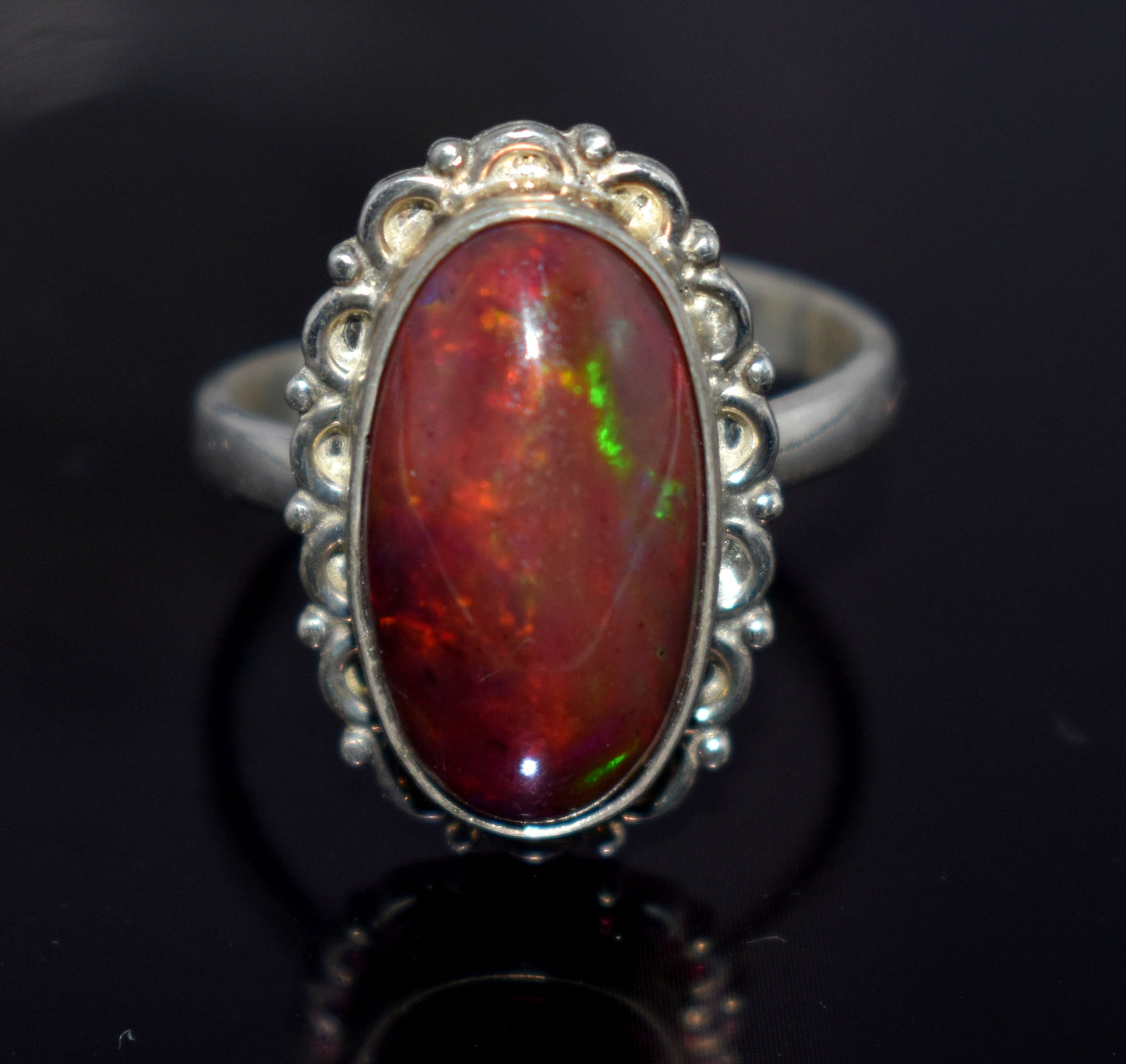 Black Ethiopian Opal 925 Sterling Silver Gemstone Ring ~ Natural Stone ~ Handmade Jewelry ~October Birthstone ~