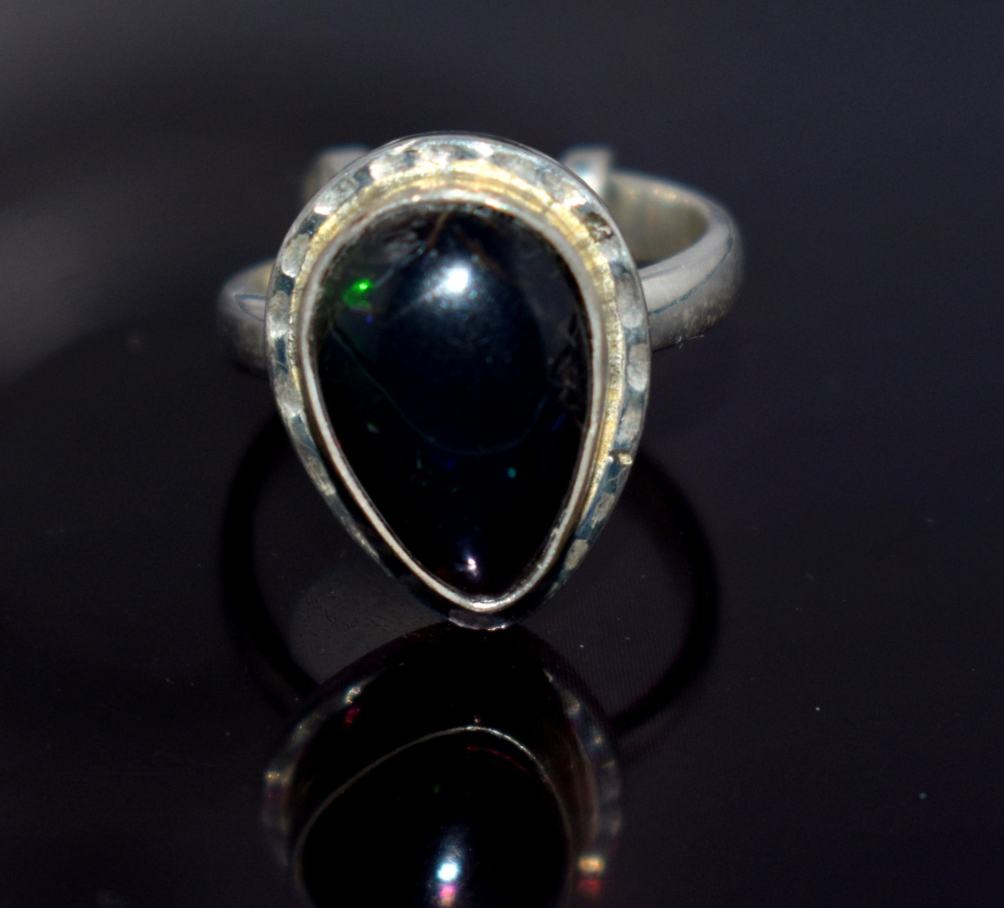 Black Ethiopian Opal 925 Sterling Silver Gemstone Ring ~ Natural Stone ~ Handmade Jewelry ~October Birthstone ~