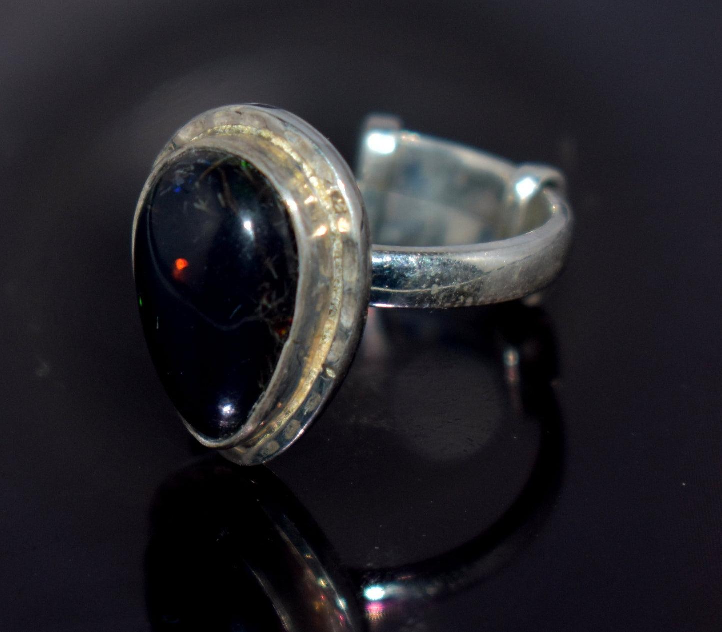 Black Ethiopian Opal 925 Sterling Silver Gemstone Ring ~ Natural Stone ~ Handmade Jewelry ~October Birthstone ~