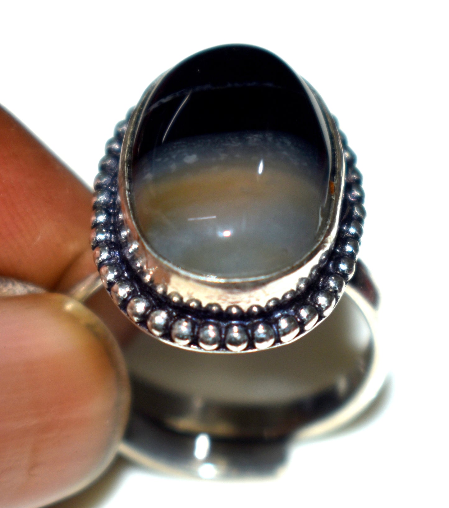 Botswana Agate Ring Free Size, {Weight- 8.40 Gram}