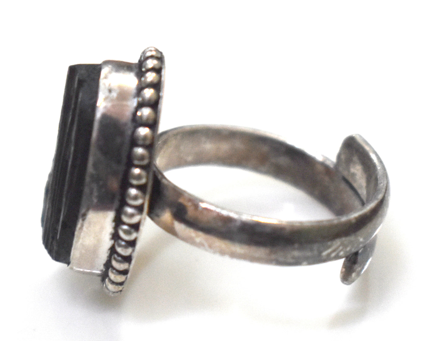 Black Tourmaline Raw Ring Free Size, {Weight-7.40 Gram}