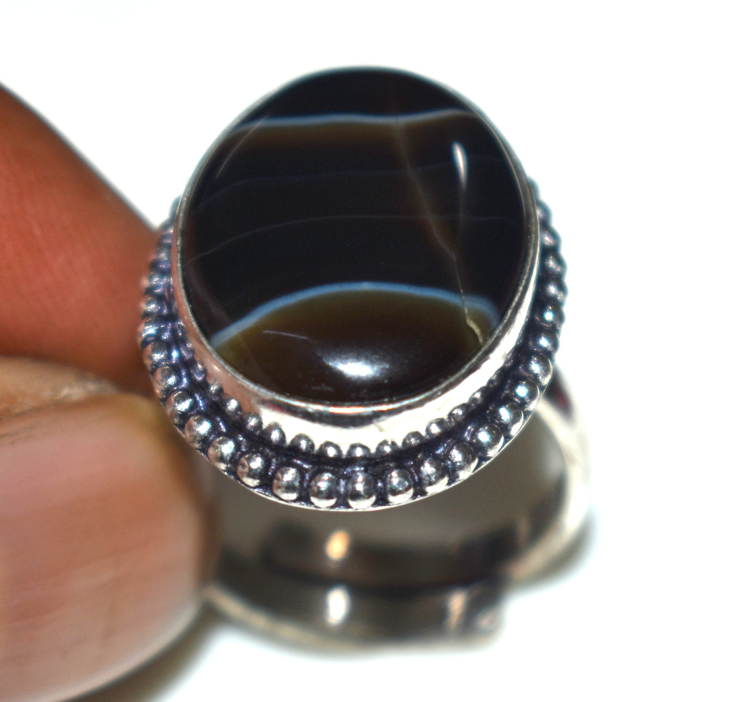 Botswana Agate Ring Free Size, {Weight- 8.70 Gram}