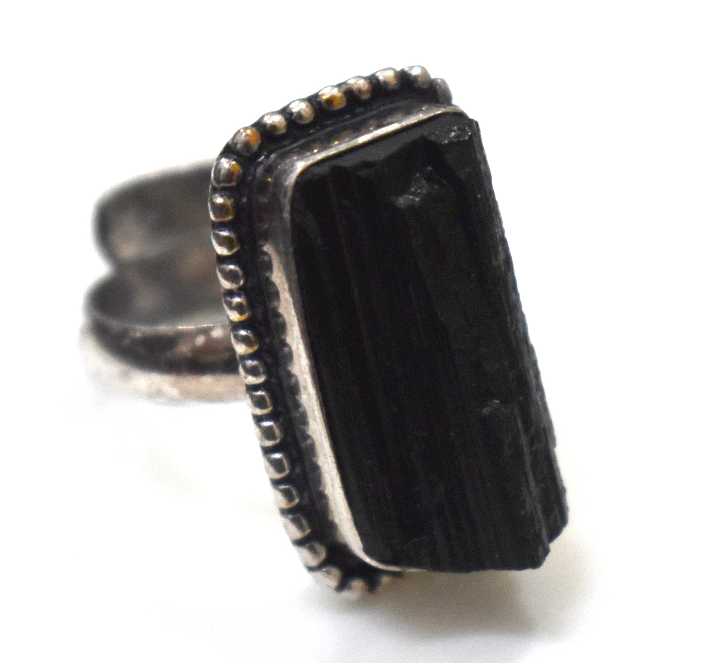 Black Tourmaline Raw Ring Free Size, {Weight-9.80 Gram}