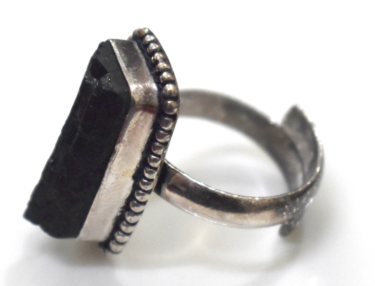 Black Tourmaline Raw Ring Free Size, {Weight-9.80 Gram}