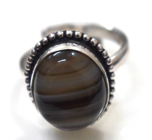 Botswana Agate Ring Free Size, {Weight- 7.60 Gram}