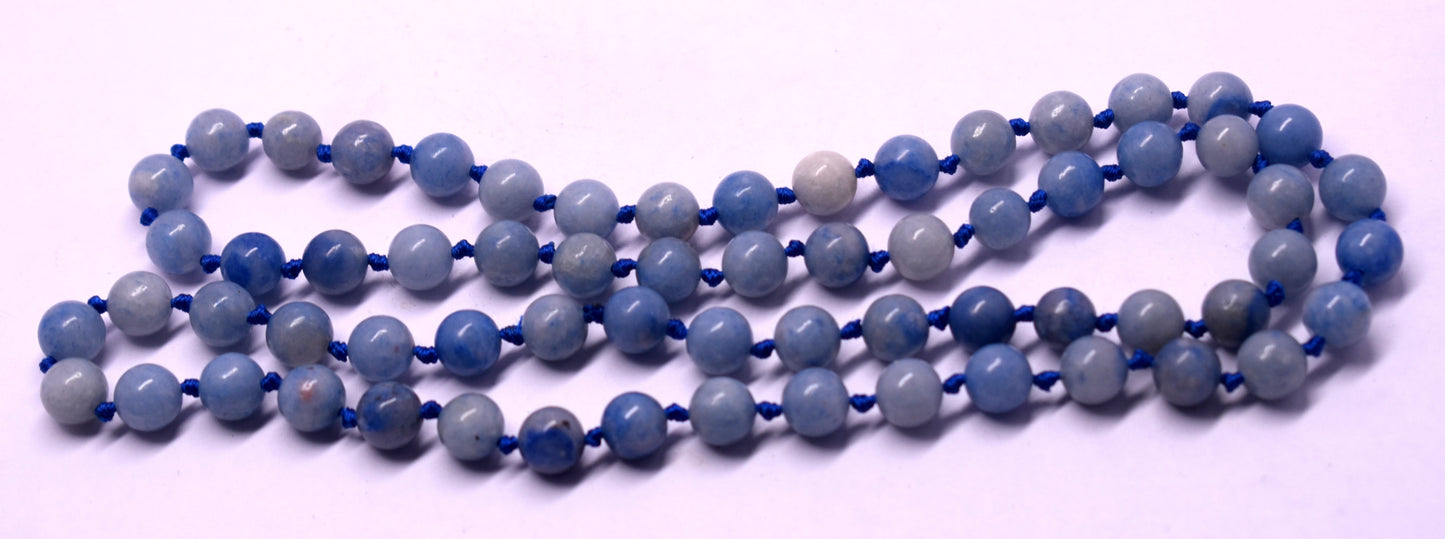 Blue Aventurine Mala, Endless Infinity Beaded Mala. Natural Stone Mala. Blue Jewelry.