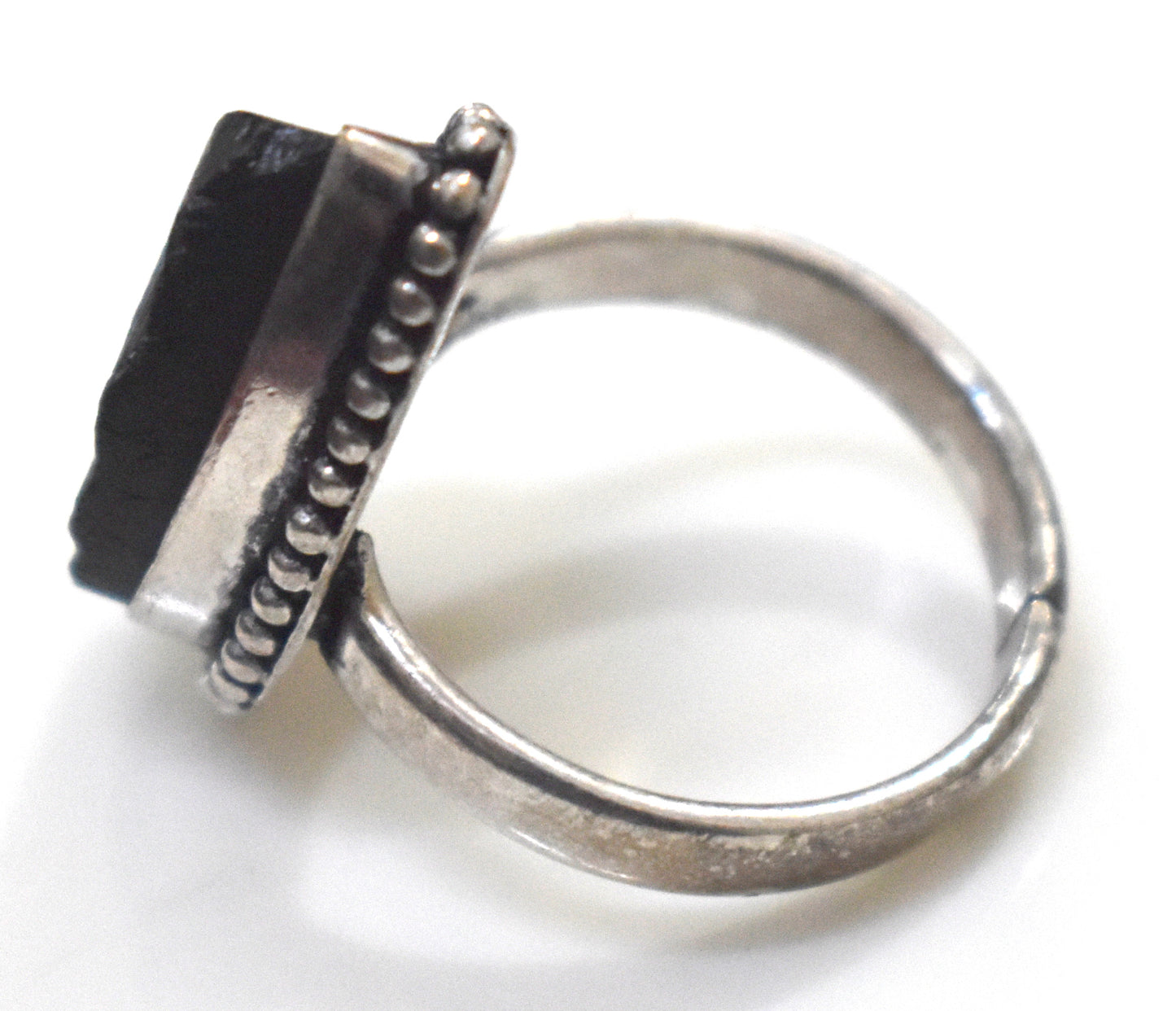 Black Tourmaline Raw Ring Free Size, {Weight-8.80 Gram}