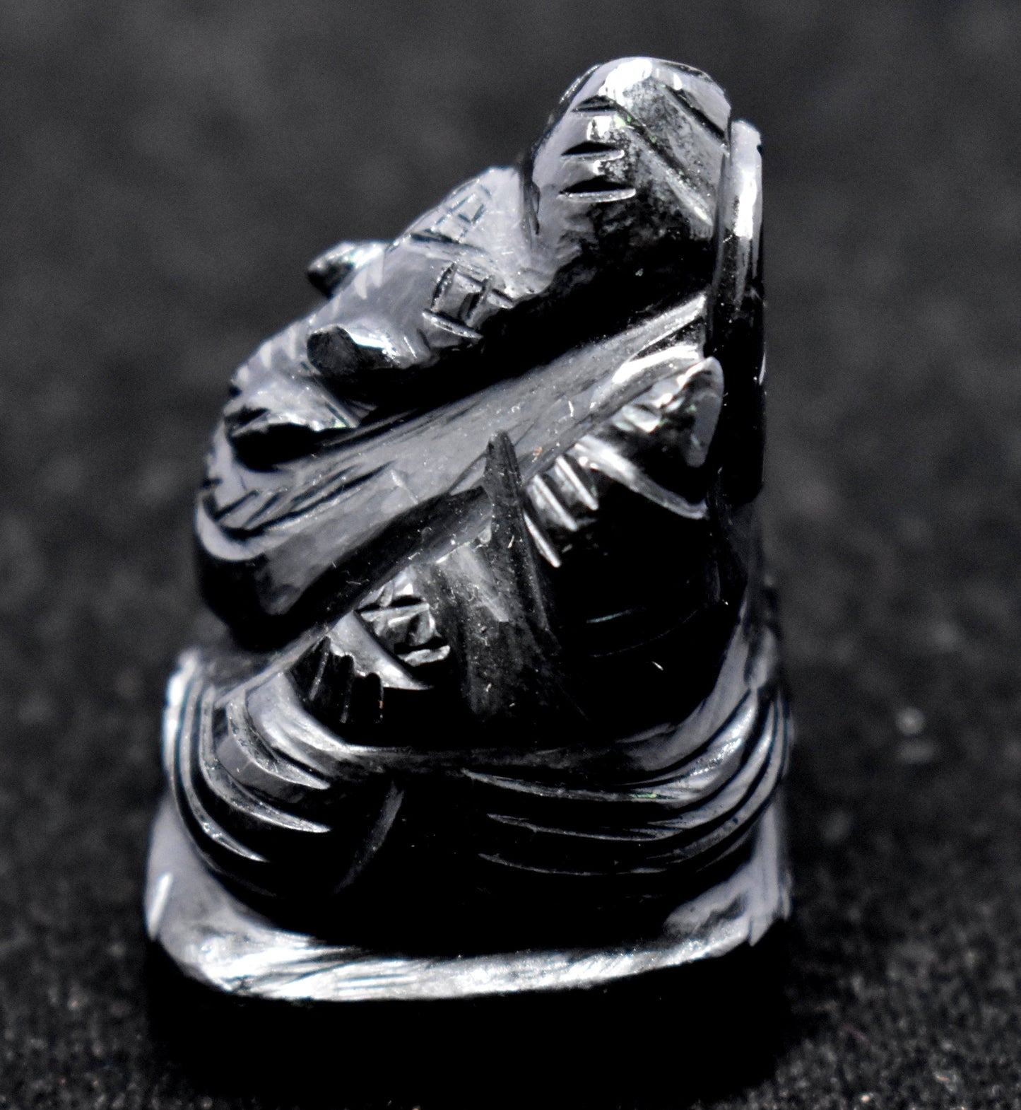 Hand carved Lord Ganesh in Black Agate- Hand carved Ganesh - Ganesh Carvings -