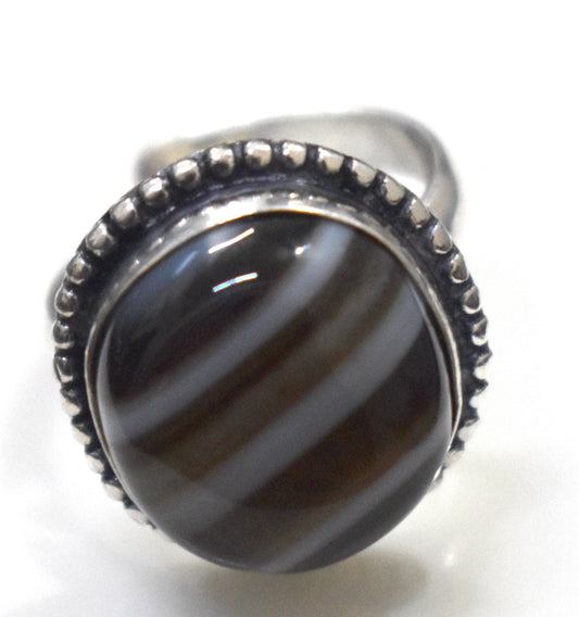 Botswana Agate Ring Free Size, {Weight- 9.00 Gram}