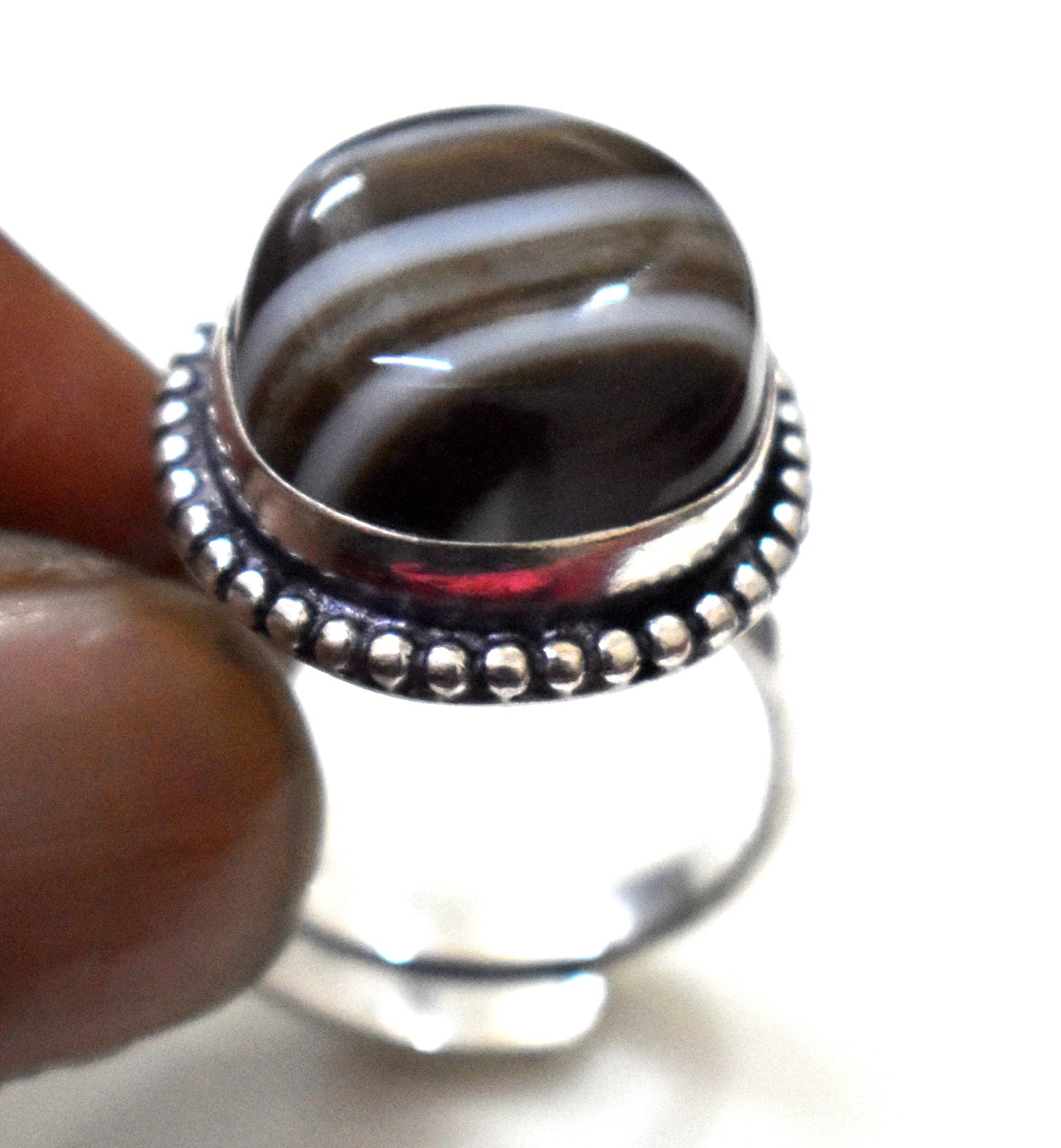 Botswana Agate Ring Free Size, {Weight- 9.00 Gram}