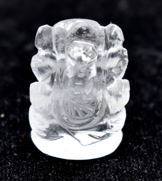 CLEAR HIMALAYAN QUARTZ Crystal Ganesh - Lord Ganesh Statue, {16.30 Gram}