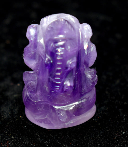 Amethyst Ganesh Carved Gemstone Crystal Gifts Sculpture {11.50 Gram} Rock Statue Wisdom and Spiritual Illumination Reiki/Chakra