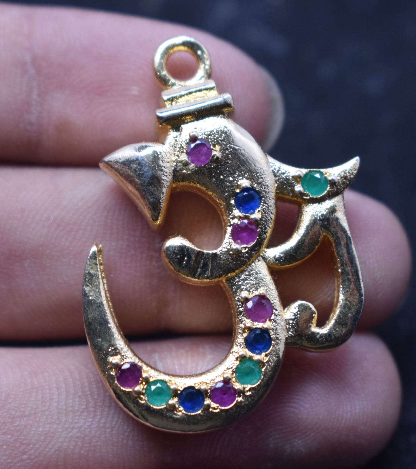 OM Gold Plated Stone Pendant Multi Color For Women, Girls And Boy, Men