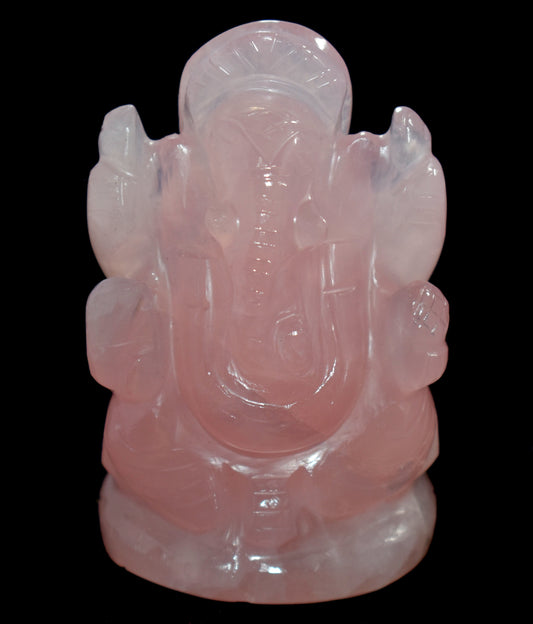 Rose Quartz Ganesh, Hand carved Ganesha skull, Crystal Ganesha, Quartz crystal skull,